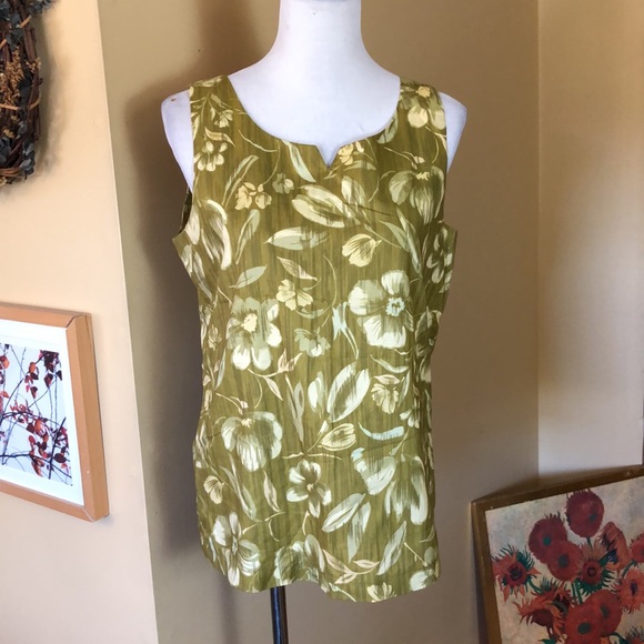 VINTAGE Ann Taylor Size Large 12 Hawaiian Tank Skirt Green 60’s Luau Vibe Cotton - Picture 13 of 16